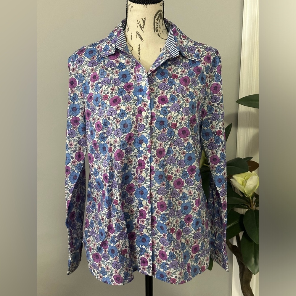Talbots Purple and Blue Button Down Shirt 💎 - Picture 2 of 13